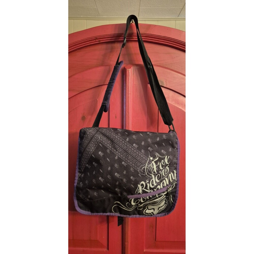 VTG Y2K Fox Racing Riders Company Messenger Bag Bandana Paisley Purple EUC